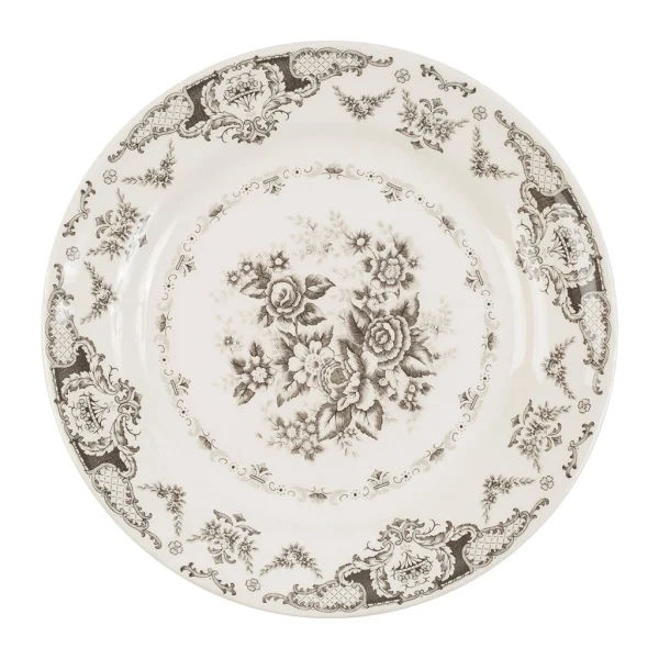 Comptoir De Famille Assiette Plate En Faïence Gris D26cm – Clothilde grande qualité 1