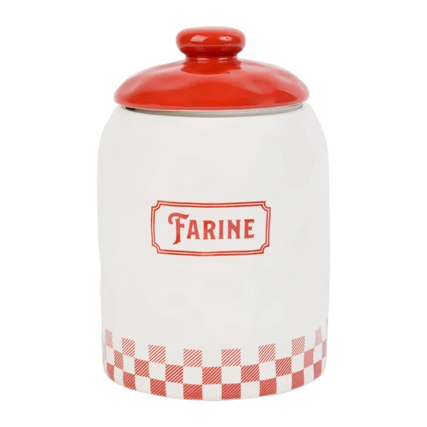 Comptoir De Famille Pot Farine Gaston Rouge, Blanc En Dolomite REMISE 1