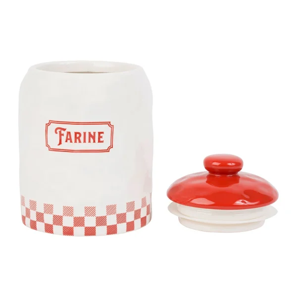 Comptoir De Famille Pot Farine Gaston Rouge, Blanc En Dolomite REMISE 3