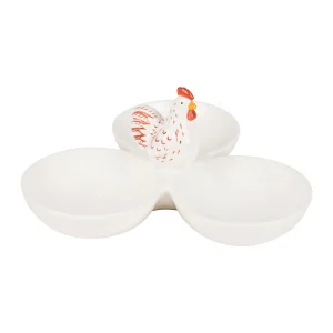 site soldes Comptoir De Famille Plat Aperitif En Porcelaine Blanc Et Rouge – Margotte Blanc Et Rouge 7