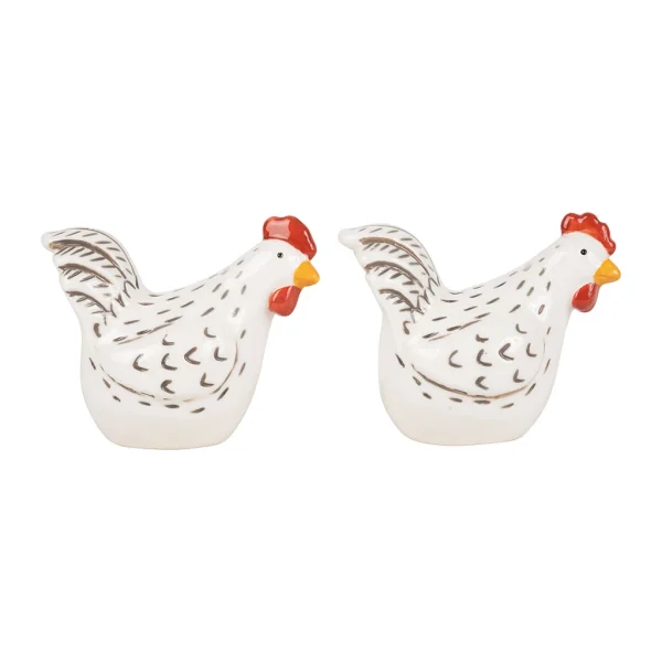 boutiqued pas cher Comptoir De Famille Saliere Poivriere En Porcelaine Poule Gris – Margotte 1