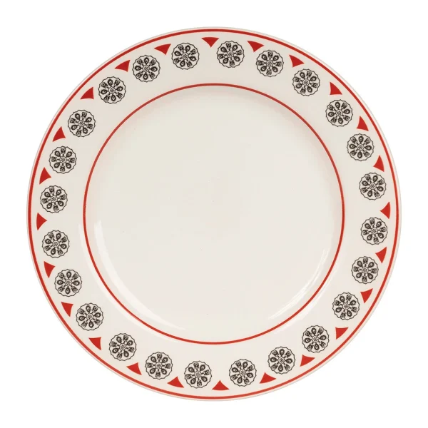 soldes pas cher Comptoir De Famille Assiette Plate En Faïence Gris Et Rouge D27cm – Rosette 1