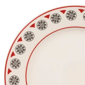 soldes pas cher Comptoir De Famille Assiette Plate En Faïence Gris Et Rouge D27cm – Rosette 6