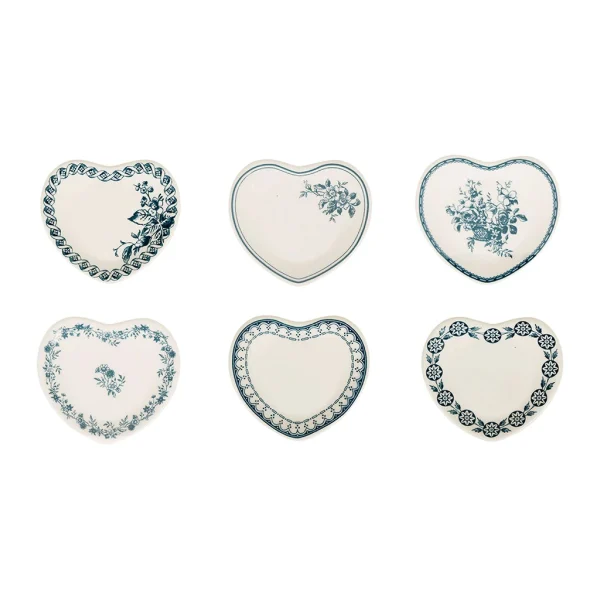 Comptoir De Famille Lot De 6 Coupelles En Faïence Bleu Ancien – Mini Coeur grande qualité 1