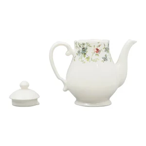 magasin pas cher Comptoir De Famille Cafetiere En Faïence Blanc Et Multicolore – Fleurs Champs 9