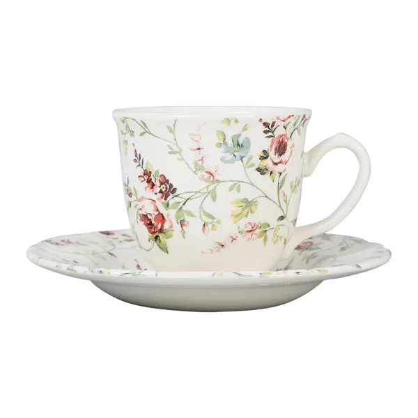 Comptoir De Famille Tasse Et Sous-tasse En Faïence Multicolore – P’tites Fleurs site pas cher 1