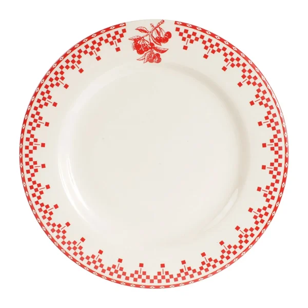 Comptoir De Famille Assiette Plate En Faïence Rouge D27cm – Damier prix de gros 1