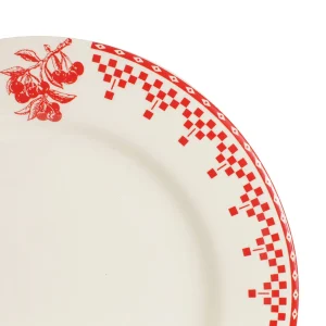 Comptoir De Famille Assiette Plate En Faïence Rouge D27cm – Damier prix de gros 6