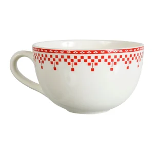 achat Comptoir De Famille Tasse Et Sous-tasse En Faïence Damier Rouge – Campagne 8