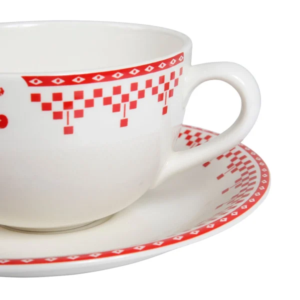 achat Comptoir De Famille Tasse Et Sous-tasse En Faïence Damier Rouge – Campagne 5