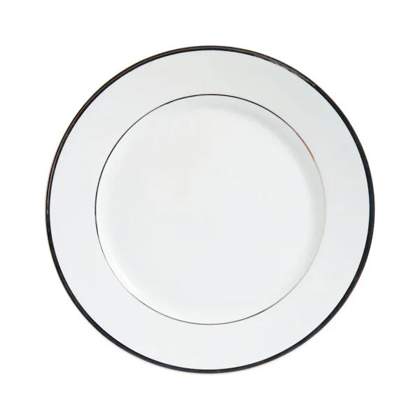 acheter en ligne Côté Table Assiette Plate En Porcelaine Blanc Et Platine D27cm -ginger 1