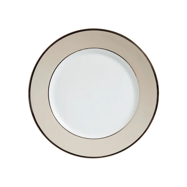 comparez les prix Côté Table Assiette à Dessert En Porcelaine Perle Et Platine D20cm – Ginger 1