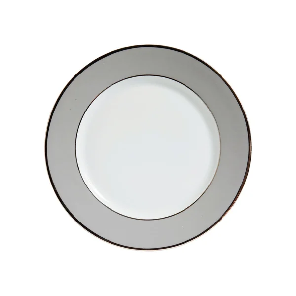 Les achats en ligne Côté Table Assiette à Dessert En Porcelaine Gris Et Platine D20cm – Ginger 1