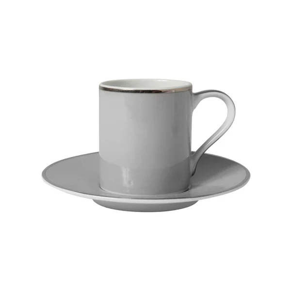 De super promotions disponibles Côté Table Tasse à Café Et Sous-tasse En Porcelaine Gris Et Platine – Ginger 1