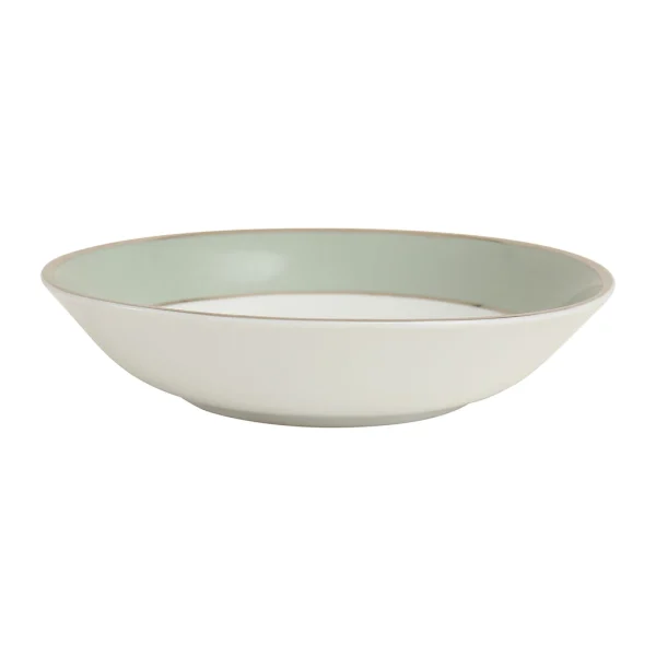 en solde Côté Table Assiette Creuse En Porcelaine Vert D’eau Et Platine D23cm – Ginger 1