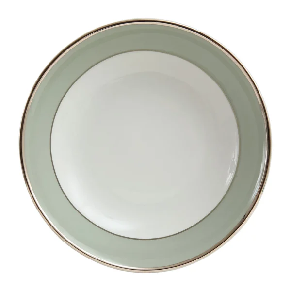 en solde Côté Table Assiette Creuse En Porcelaine Vert D’eau Et Platine D23cm – Ginger 4