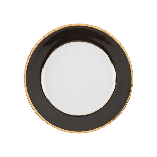 Côté Table Assiette à Dessert En Porcelaine Noir Et Doré D20cm – Ginger mode tendance 1