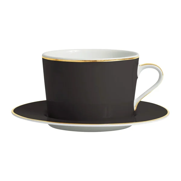 site pas cher Côté Table Tasse Et Sous-tasse En Porcelaine Noir Et Doré – Ginger 1