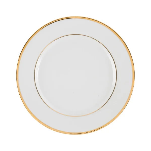 soldes magasin Côté Table Assiette Plate En Porcelaine Blanc Et Doré D27cm – Ginger 1