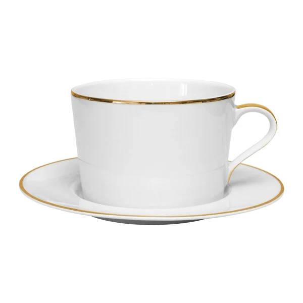 Côté Table Tasse Et Sous-tasse En Porcelaine Blanc Et Doré – Ginger Acheter 1