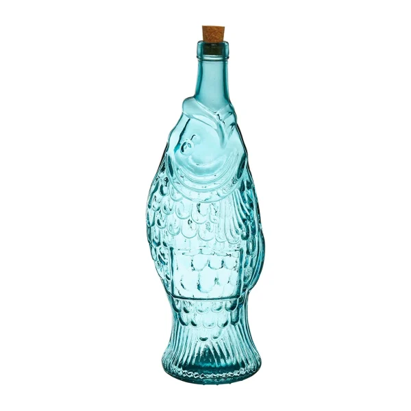 le grand escompte Côté Table Bouteille Poisson Turquoise 1.1l En Verre Recyclé 1