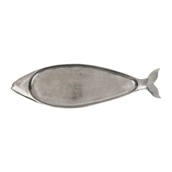 se précipiter pour acheter Côté Table Plat Poisson Ocean Gris Argente 59x17cm En Aluminium Et Nickel 1