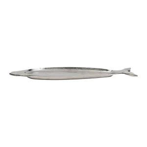 se précipiter pour acheter Côté Table Plat Poisson Ocean Gris Argente 59x17cm En Aluminium Et Nickel 7