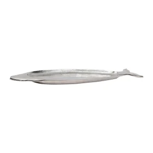 se précipiter pour acheter Côté Table Plat Poisson Ocean Gris Argente 59x17cm En Aluminium Et Nickel 9