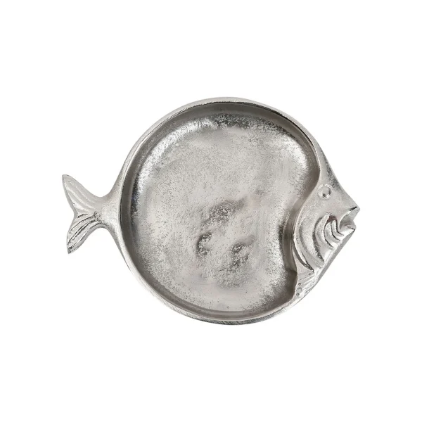 a Prix Discount Côté Table Plat Poisson Ocean Gris Argente 20x15cm En Aluminium Et Nickel 1