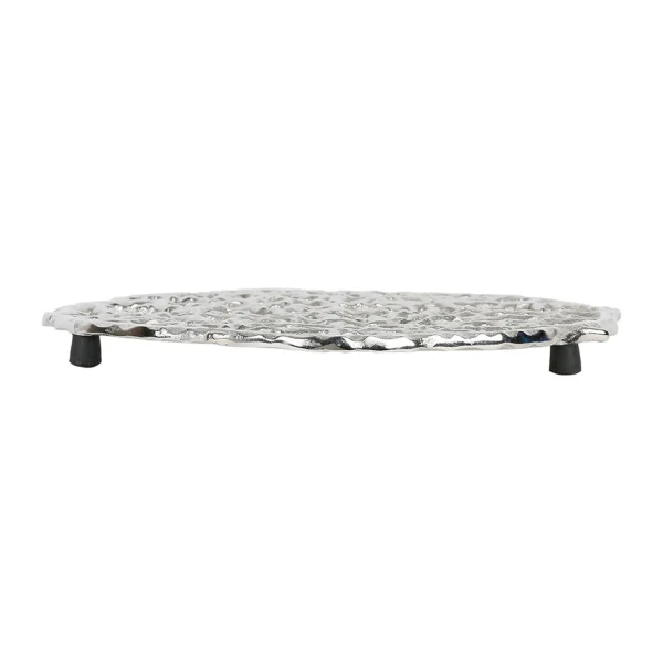 soldes de Noël Côté Table Dessous Plat Coral Gris Argente En Aluminium 1