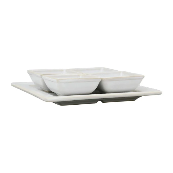 Côté Table Lot De 4 Coupelles Avec Plat En Grès Réactif Blanc – Flore grande marque pas cher 4