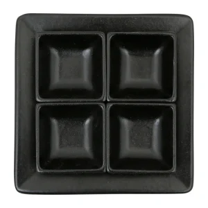 france Côté Table Lot De 4 Coupelles Avec Plat En Grès Noir Mat – Flore 11