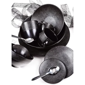 Table Passion Assiette Plate En Grès Noir D27cm – Vesuvio De super promotions disponibles 16