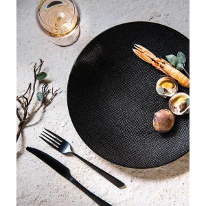 Table Passion Assiette Plate En Grès Noir D27cm – Vesuvio De super promotions disponibles 18