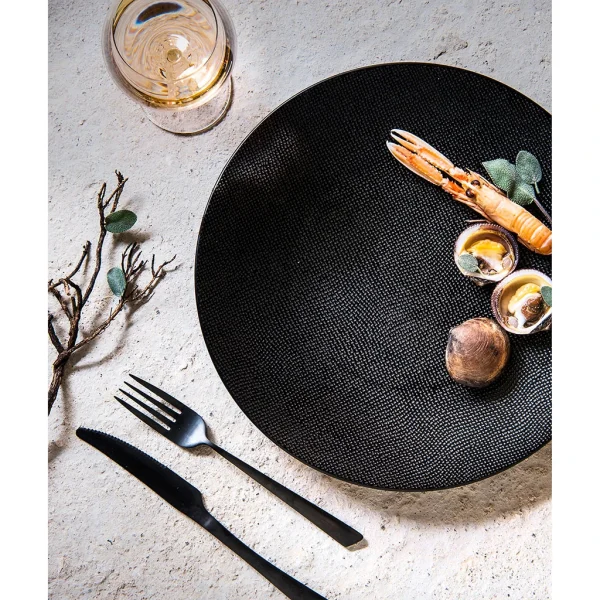 Table Passion Assiette Plate En Grès Noir D27cm – Vesuvio De super promotions disponibles 7