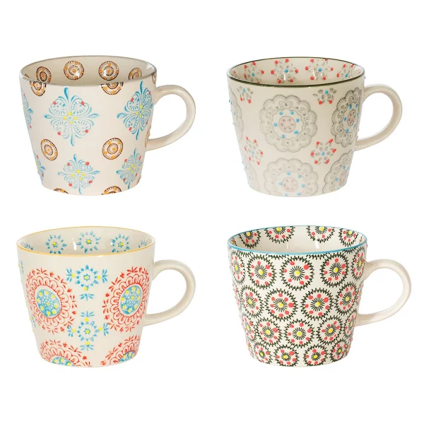 boutique en ligne Table Passion Lot De 4 Tasses En Grès Multicolore – Boheme 1