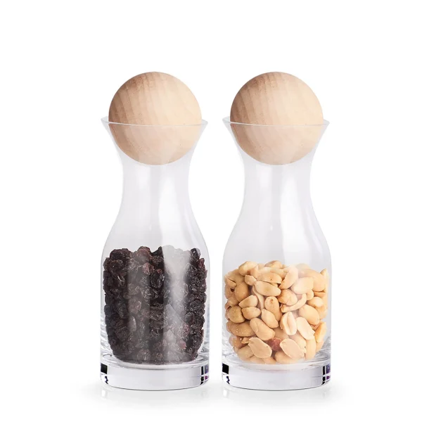 meilleure qualité Zeller Set De 2 Pots à Epices Balle En Bois Et Verre 250ml 1