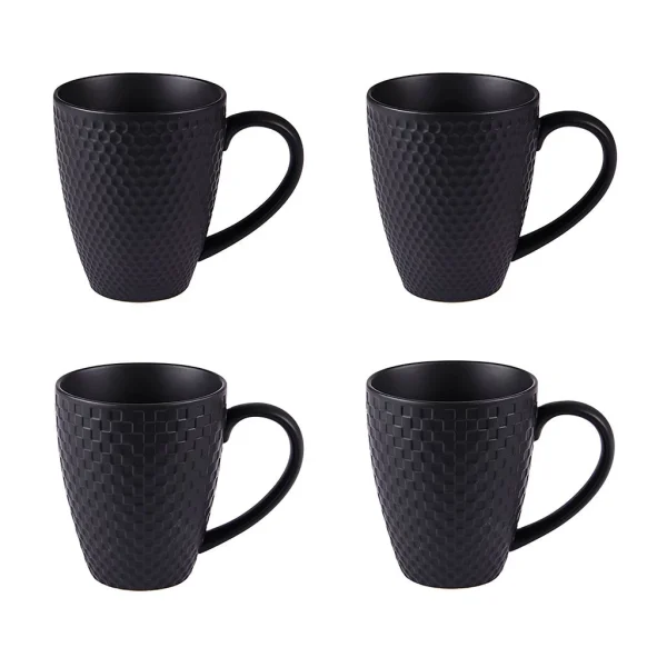 Table Passion Lot De 4 Mugs En Porcelaine Noir Mat vente pas cher 1