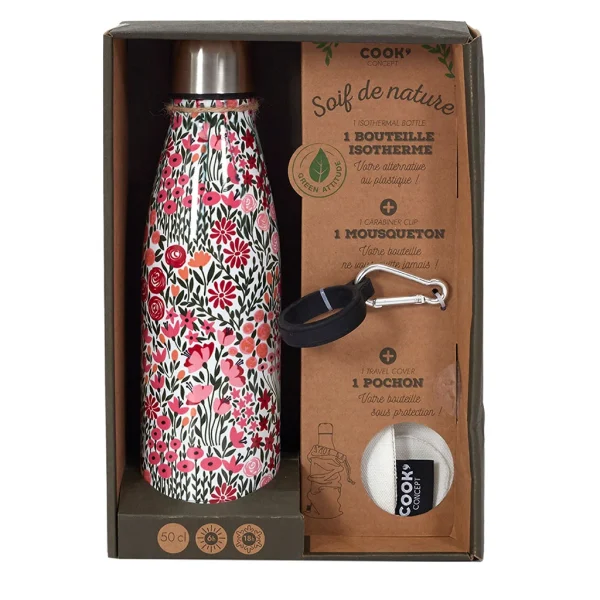 soldes en ligne Cook Concept Coffret Bouteille Isotherme Fleurie 3