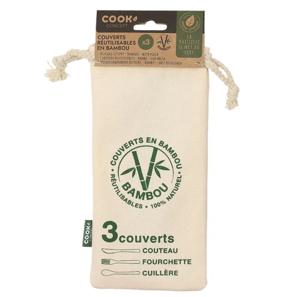 Cook Concept 3 Couverts Réutilisables En Bambou Meilleur Service 4