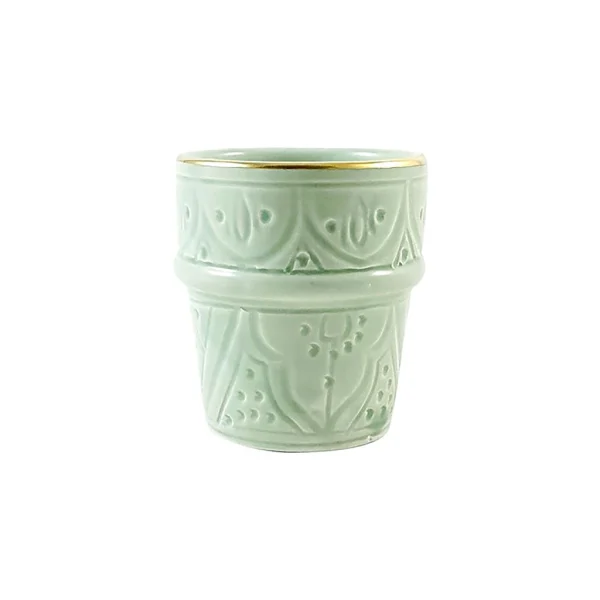 Chabi Chic Tasse Vert Amande, Liseré Doré D7.5xh7cm – Beldi Empreinte garantie de qualité 1