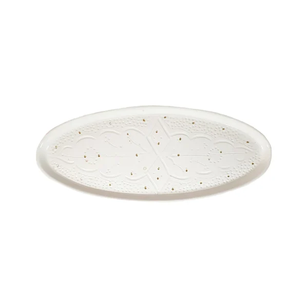 Chabi Chic Plateau Rond Blanc Or 12x31cm – Empreintes luxe soldes 1