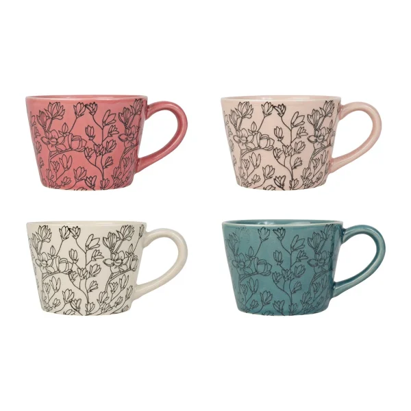 SEMA DESIGN Lot De 4 Tasses à Thé En Grès Multicolore – Cerisia à prix très bas 1