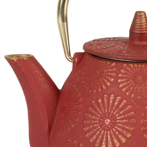 outlet soldes SEMA DESIGN Théière En Fonte Rouge Et Dorée – Lotus 10