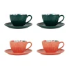 Top ventes SEMA DESIGN Tasse The Et Sous-tasse X4 Cof Pep’s Pop Emeraude Et Corail 25cl 16