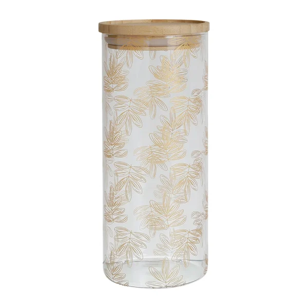 Nouvelle tendance SEMA DESIGN Pot Flaural Doré En Verre Avec Couvercle En Bambou D9.5Xh21Cm (grand Modèle) 1