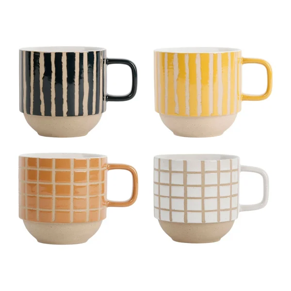 SEMA DESIGN Lot De 4 Tasses En Grès Multicolore – Courba boutique en ligne 1