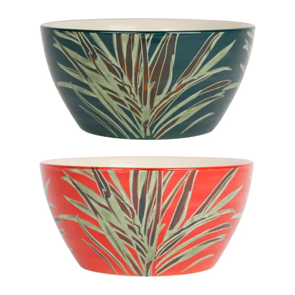 Achat SEMA DESIGN Lot De 2 Saladiers En Grès Rouge Et émeraude – Tropic’art 1