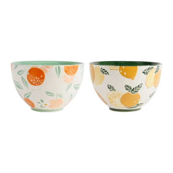 authentiques SEMA DESIGN Bol (lot De 2) Retro Summer Orange Et Citron 75cl En Grès 1