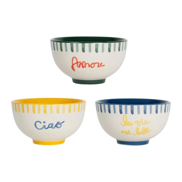 en ligne SEMA DESIGN Lot De 3 Bols En Grès Jaune, Bleu Et Rouge 30cl – Amore 1